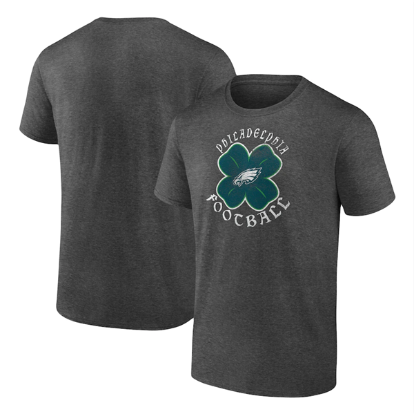 Men's Gray Philadelphia Eagles Celtic Clover T-Shirt